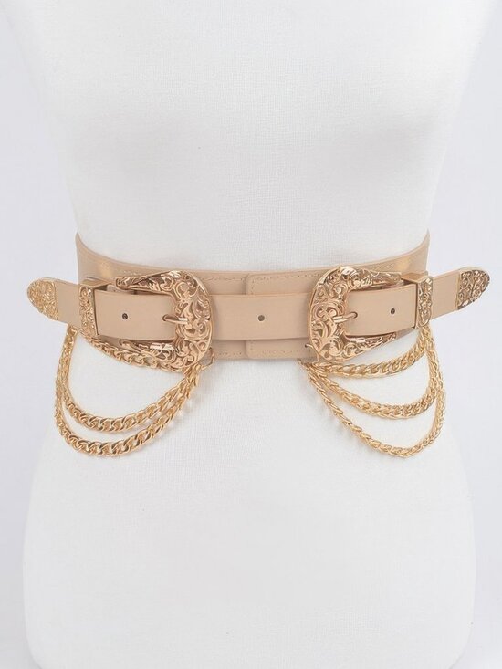 Multi Metal Chain Layered Stretch Belt